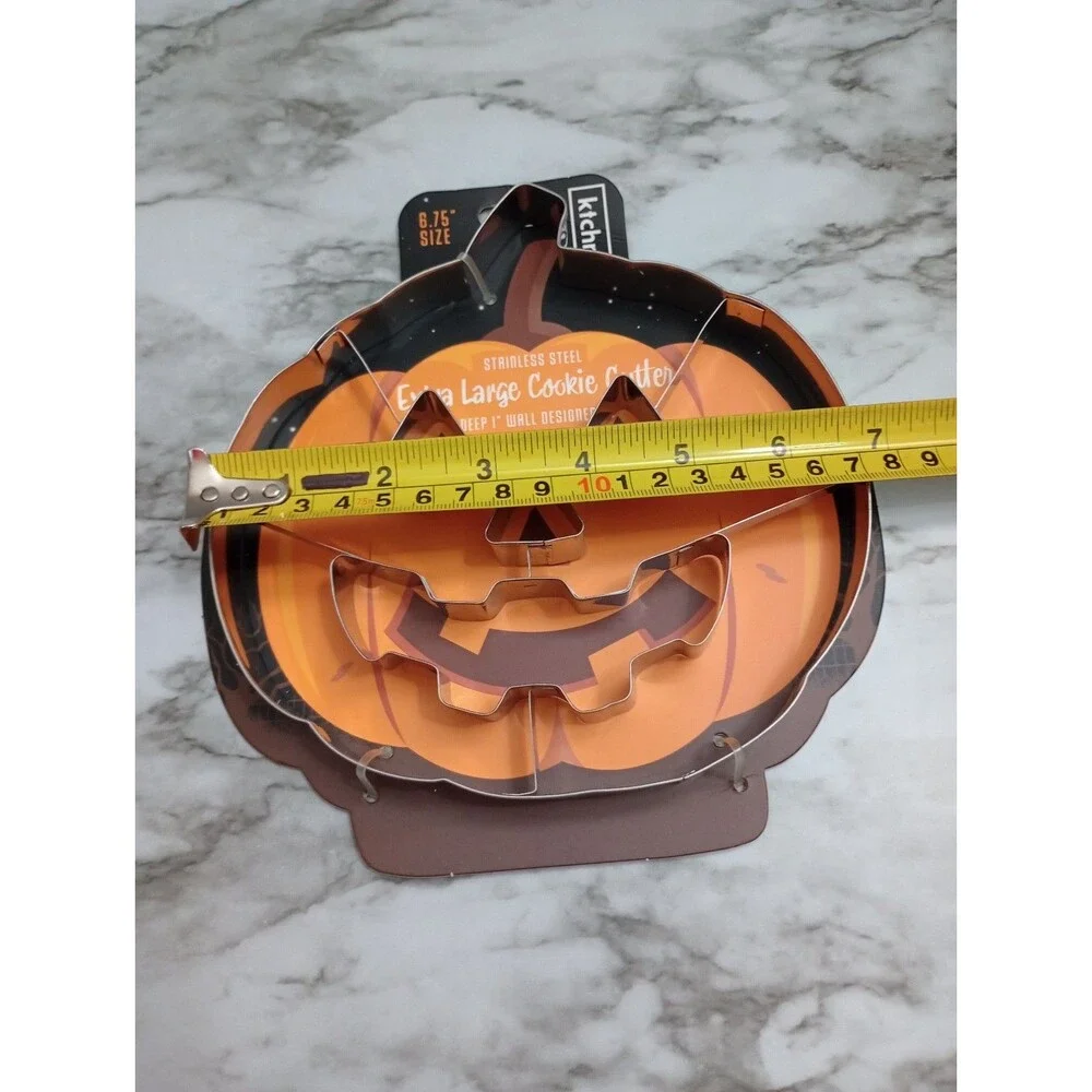 NWT 2 Stainless Steel XL Cookie Cutters Skeleton and Pumpkin